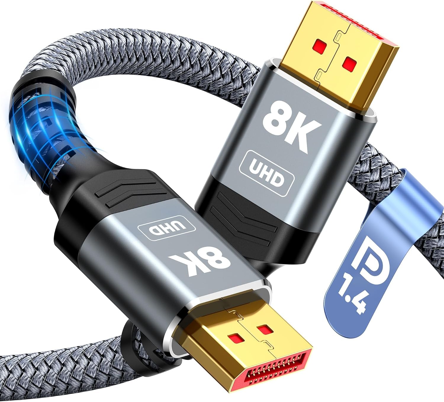 8K Displayport Cable 1.4, VESA Certified 8K/4K DP Cord 6.6Ft, Display Port Cable (8K@60Hz, 4K@144Hz, 2K@240Hz, 32.4Gbps), High Refresh Rate for Gaming Monitor, HBR3, HDR, Graphics Card, PC