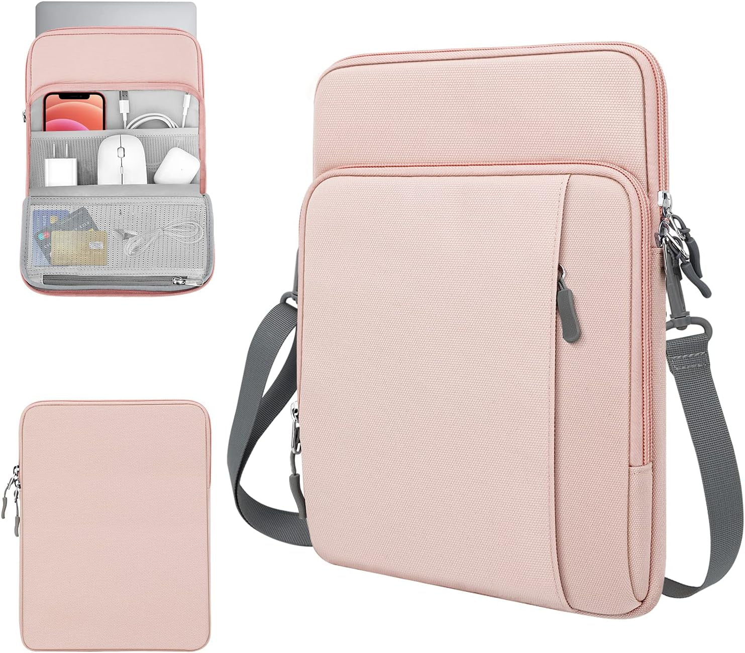 13.3-14 Inch Laptop Sleeve Carrying Bag for Surface Pro 9/8/X, Macbook Air 2022-2018, Macbook Pro M2 14"/13" M2/M1 Pro, Galaxy Tab S9+/S8+,Pink