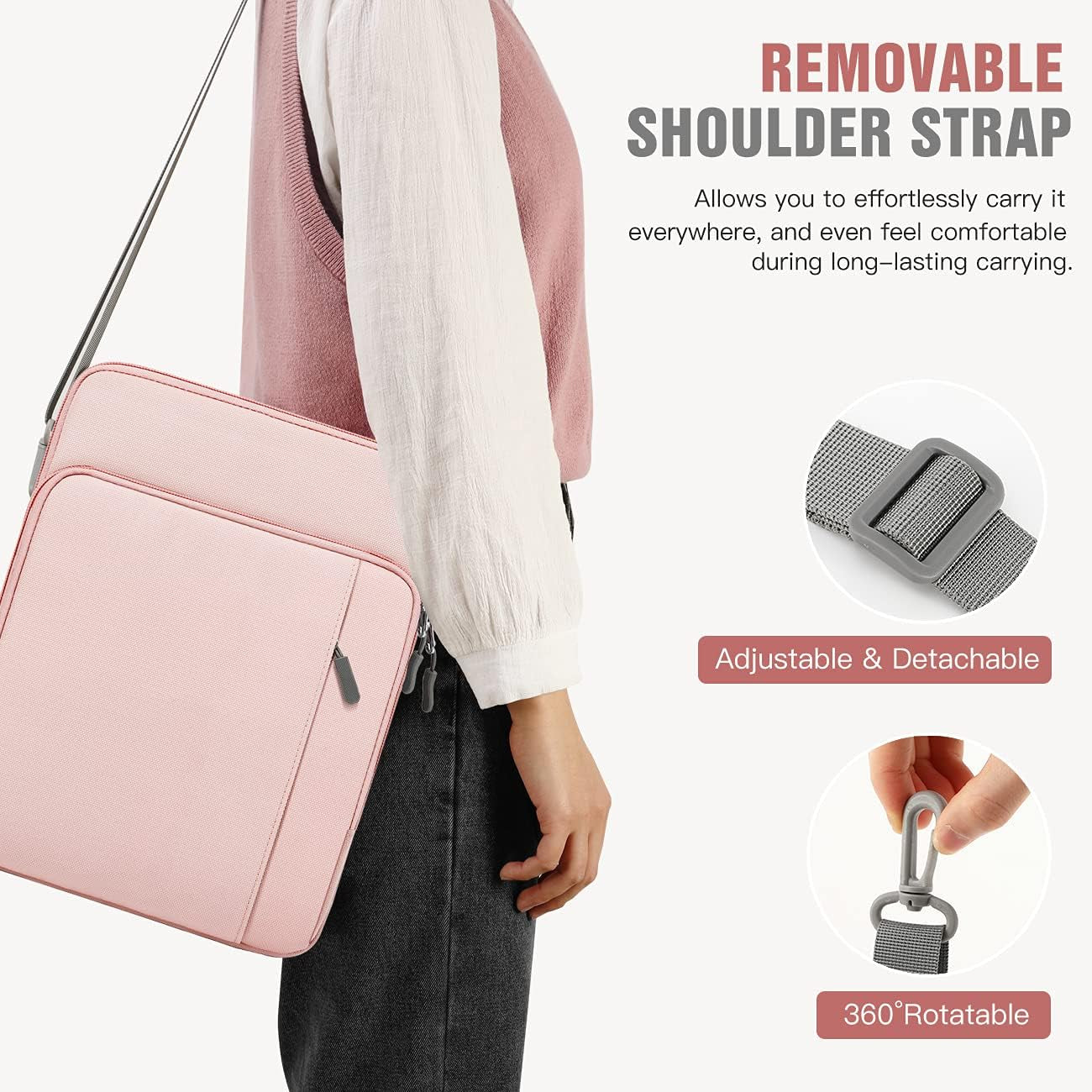 13.3-14 Inch Laptop Sleeve Carrying Bag for Surface Pro 9/8/X, Macbook Air 2022-2018, Macbook Pro M2 14"/13" M2/M1 Pro, Galaxy Tab S9+/S8+,Pink