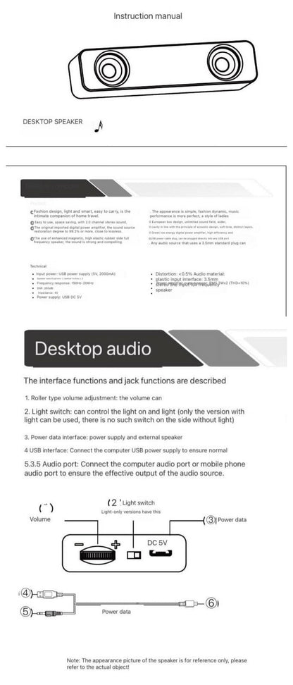 Clearance！Smart Appliances Wired Computer Dual-Speaker Audio Desktop Home Laptop Small Audio USB Wired Speakers Subwoofer Audio