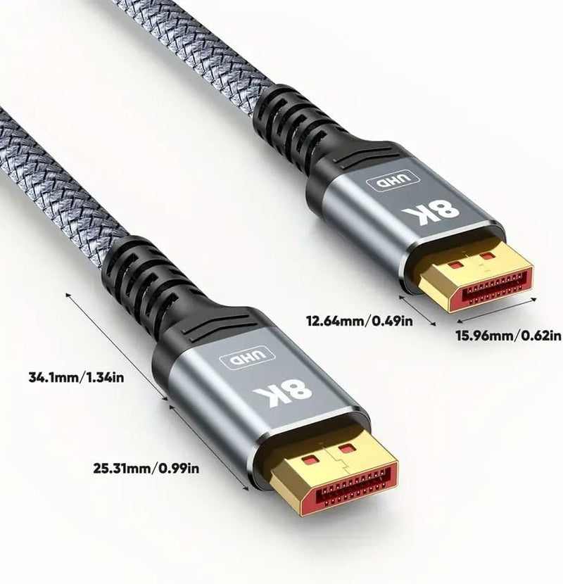 8K Displayport Cable 1.4, VESA Certified 8K/4K DP Cord 6.6Ft, Display Port Cable (8K@60Hz, 4K@144Hz, 2K@240Hz, 32.4Gbps), High Refresh Rate for Gaming Monitor, HBR3, HDR, Graphics Card, PC