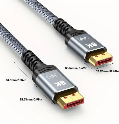8K Displayport Cable 1.4, VESA Certified 8K/4K DP Cord 6.6Ft, Display Port Cable (8K@60Hz, 4K@144Hz, 2K@240Hz, 32.4Gbps), High Refresh Rate for Gaming Monitor, HBR3, HDR, Graphics Card, PC